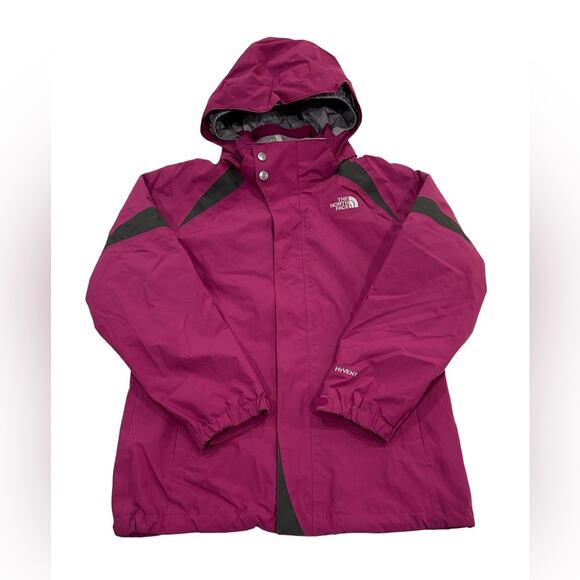 The North Face Girls Ski Jacket Size L 14-16 Fuchsia Pink Hyvent Softshell